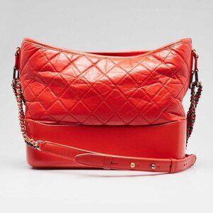 Chanel Orange Quilted Aged Calfskin Leather Medium Gabrielle Hobo Bag